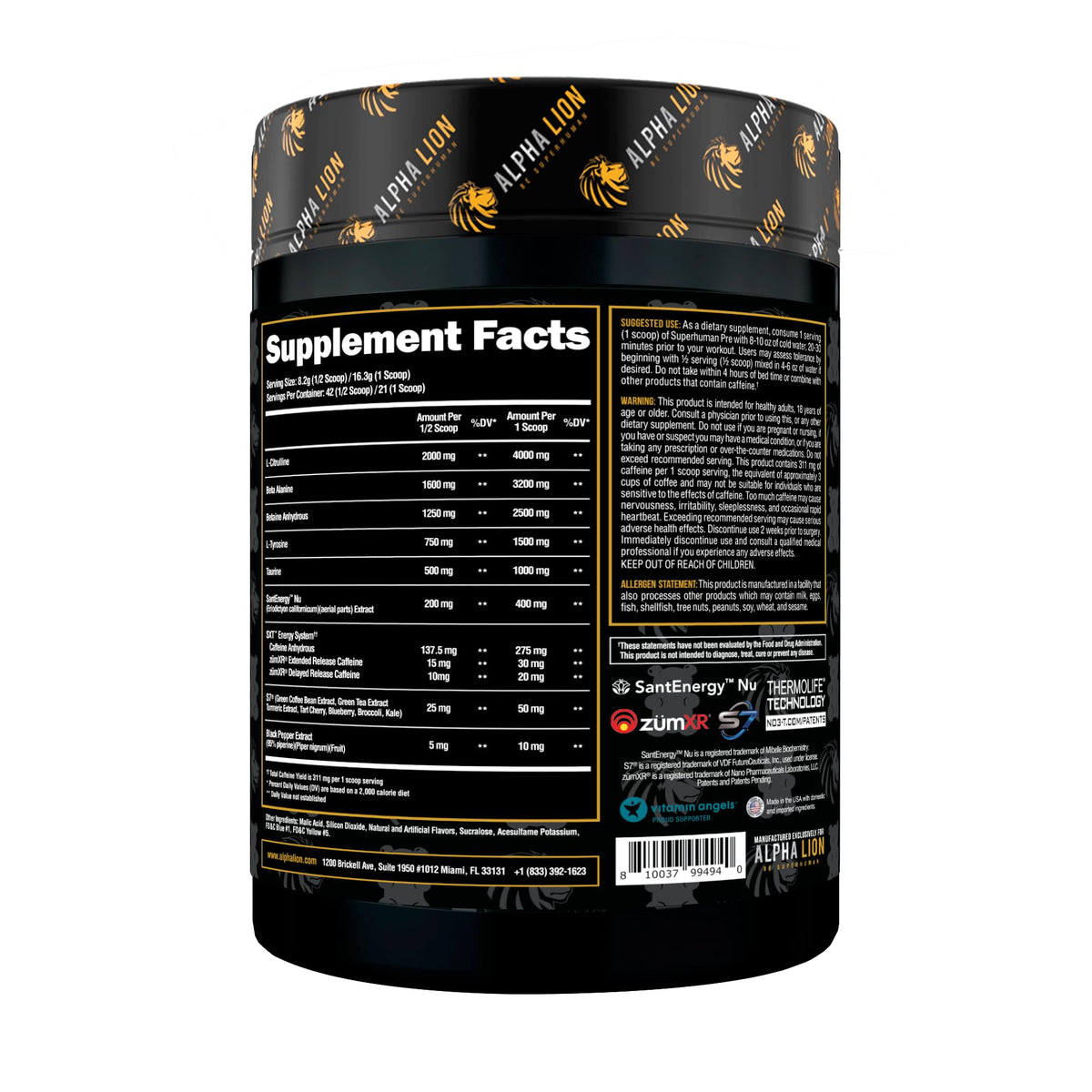 Pre Workout Powder with Beta Alanine, L-Taurine & Caffeine, 21 Servings Sour Gummy Bear O528619