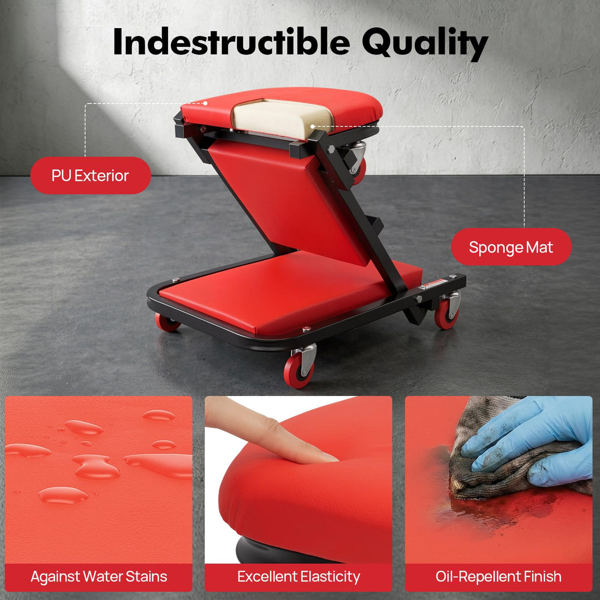 40" Foldable Rolling Creeper Seat 450lbs Z964