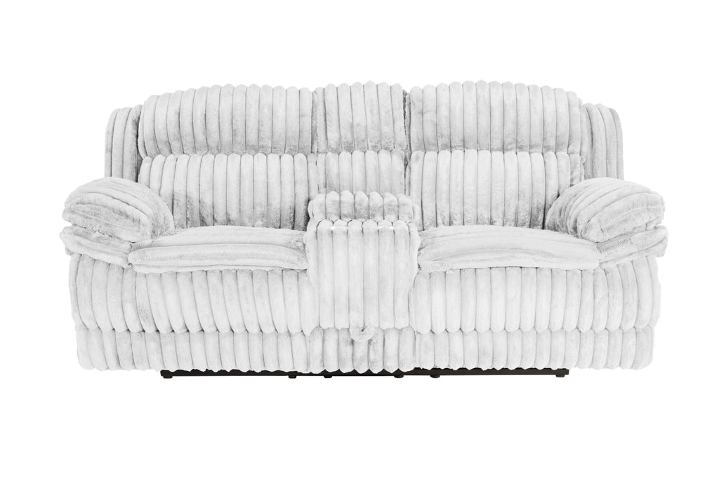 Light Gray Corduroy Manual Motion Loveseat V38866