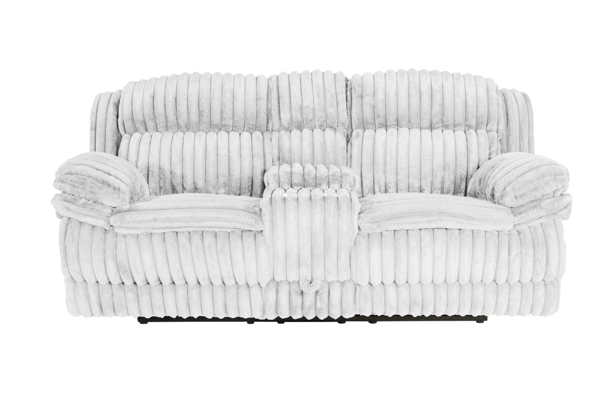 Light Gray Corduroy Manual Motion Loveseat V38866