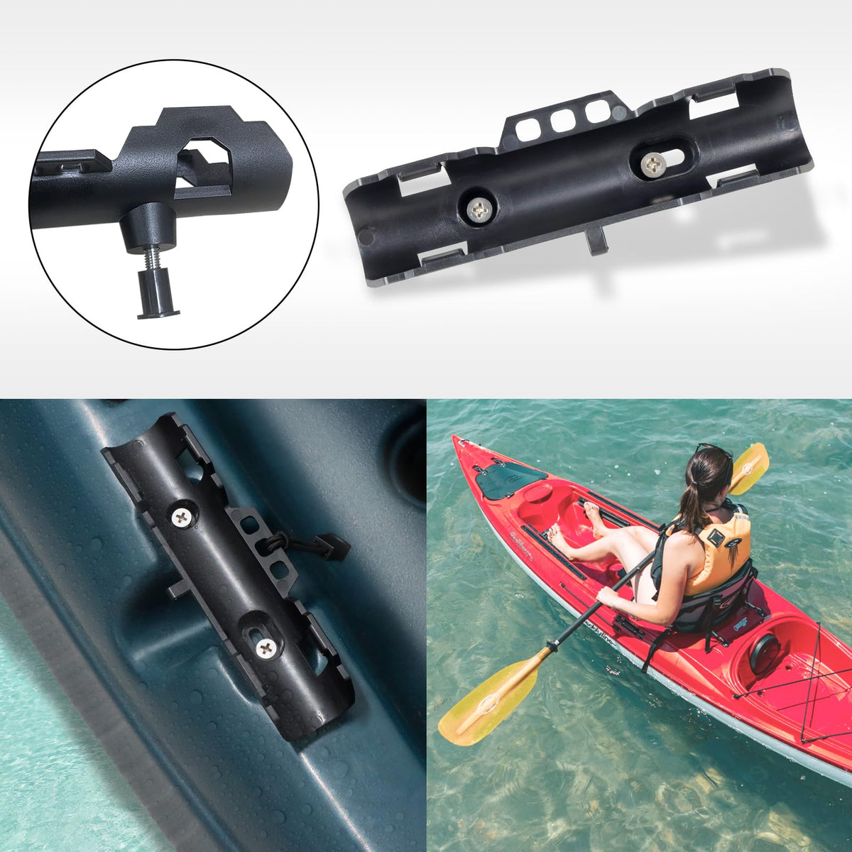 2PCS Kayak Paddle Holder with Leashes & Locking Kits M6000