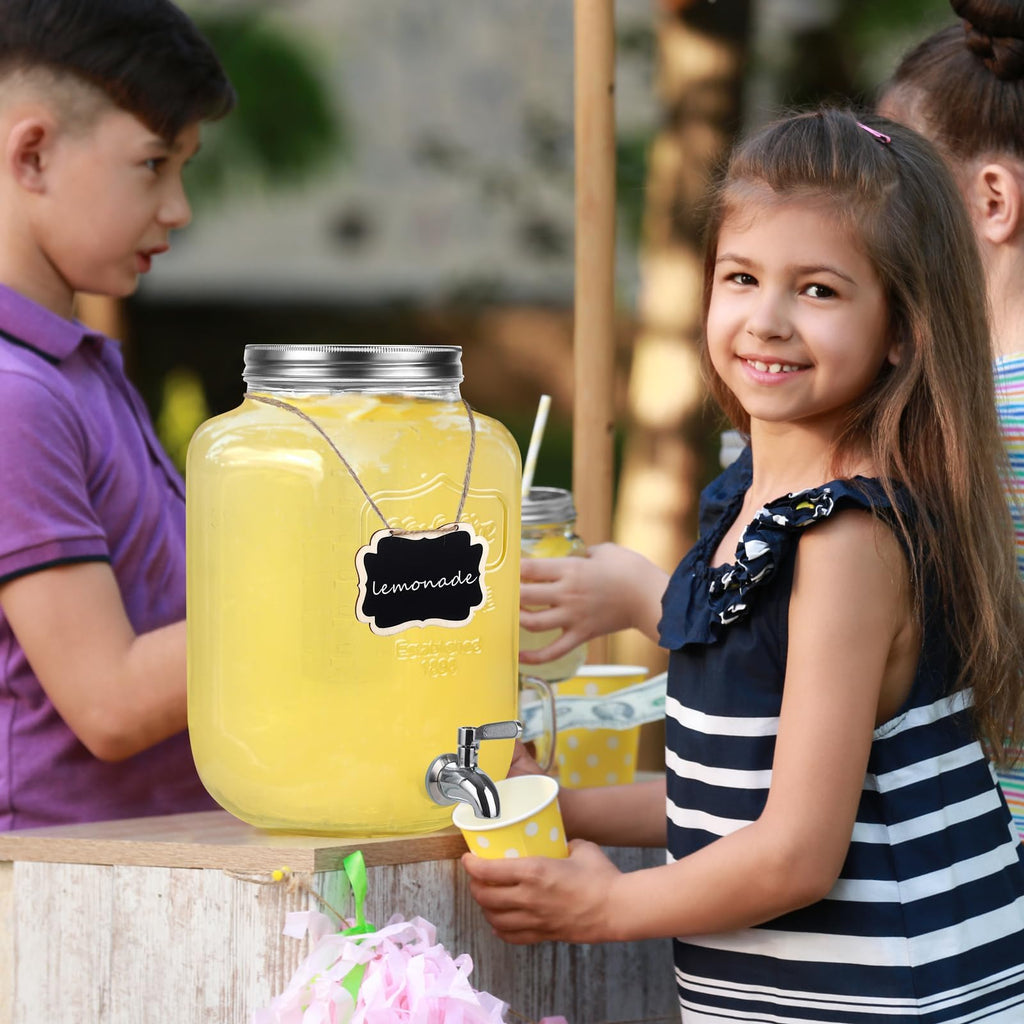 2 Pcs 2 Gallon Glass Beverage Dispenser with Stand Q837544