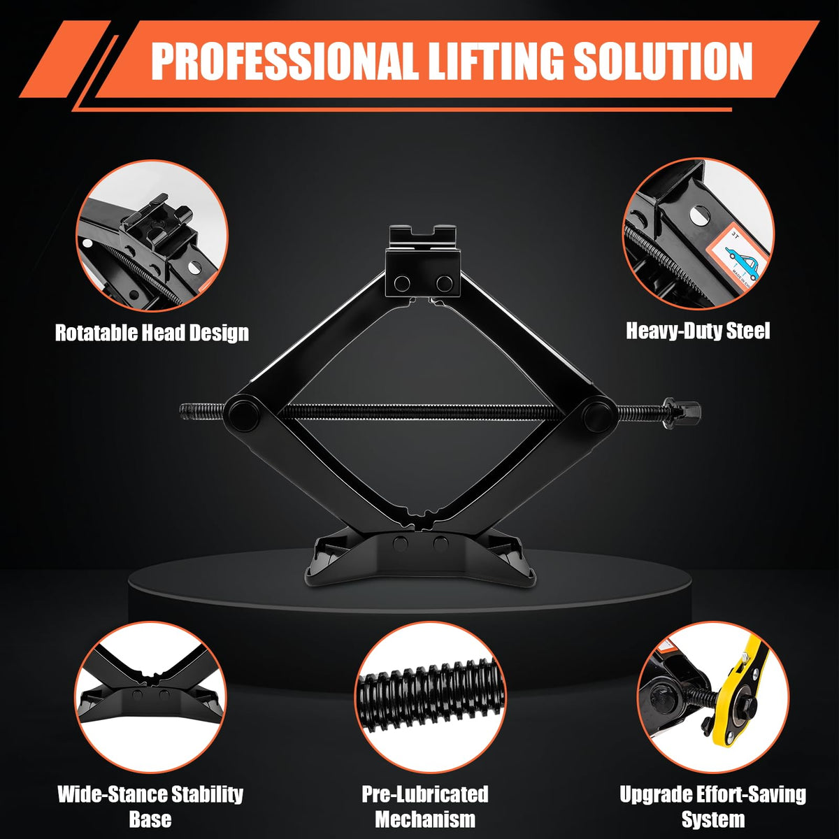 3 Ton Heavy Duty Scissor Jack with Lug Wrench D81637