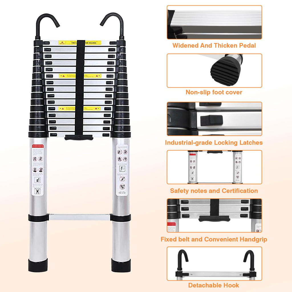 Aluminum Telescoping Ladder 20 FT 330 Lb Capacity R82679
