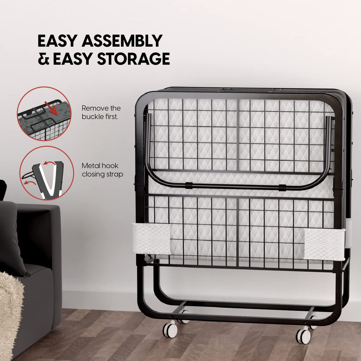 Folding Bed with Mattress 75x31 Cot Size 5-inch Memory Foam B265653