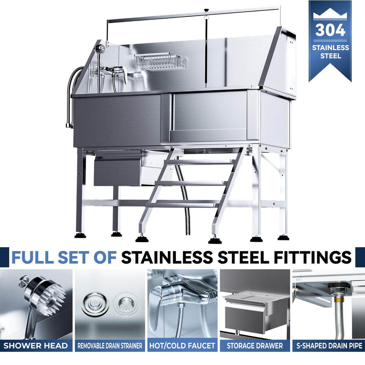 46" Stainless Steel Dog Wash Station Y1425