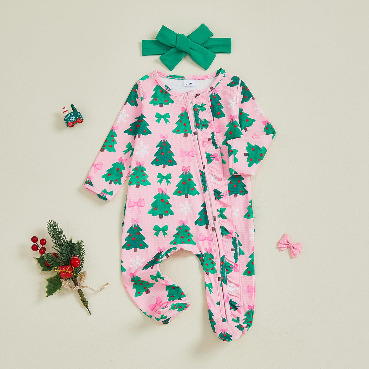 Newborn Baby Girl Footie Romper Sleeper Outfit J790