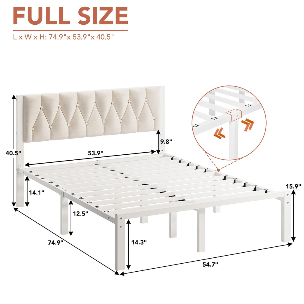 Full Size Upholstered Bed Frame with Tufted Headboard V16212