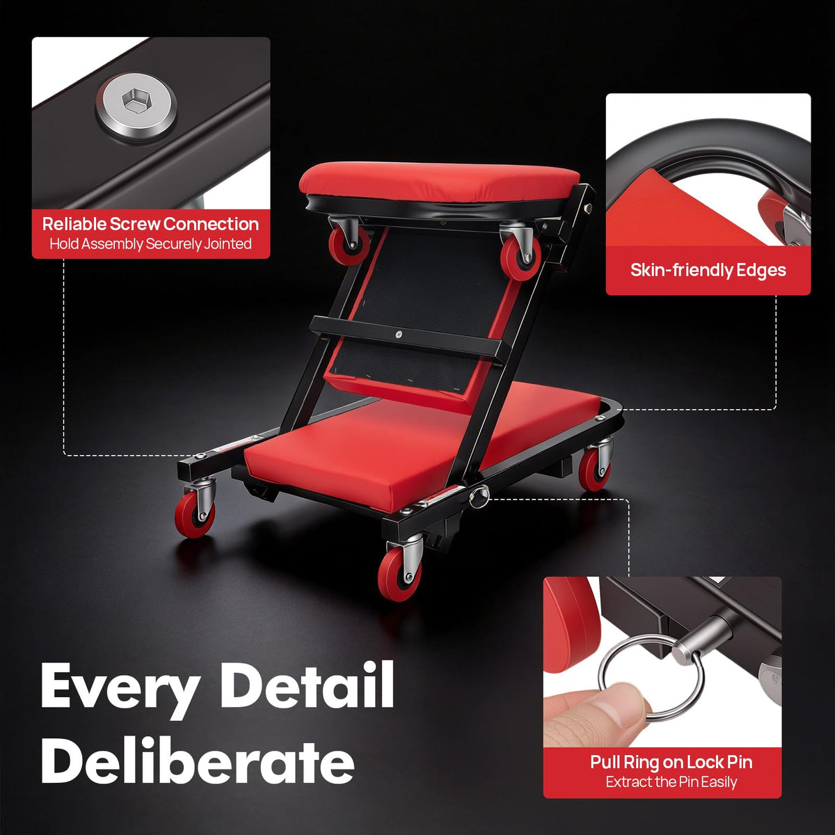 40" Foldable Rolling Creeper Seat 450lbs Z964