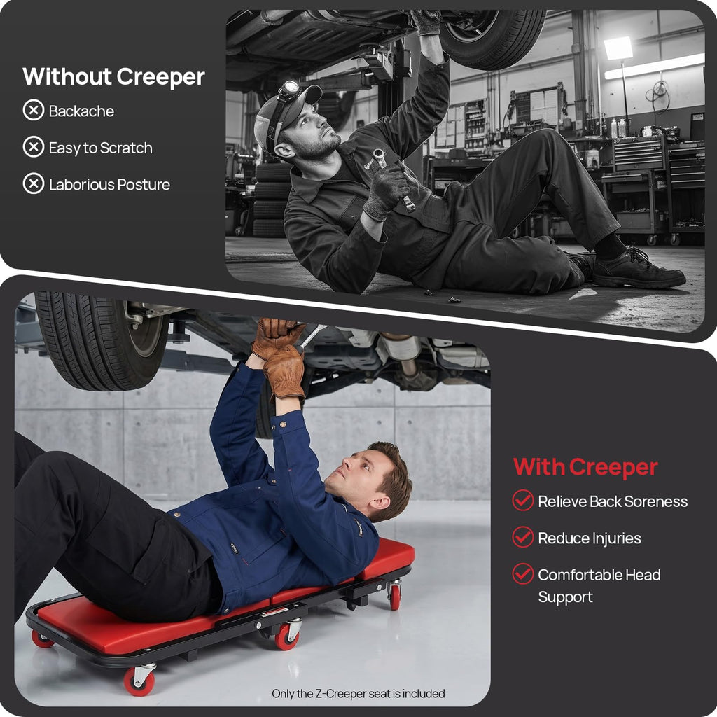 40" Foldable Rolling Creeper Seat 450lbs Z964