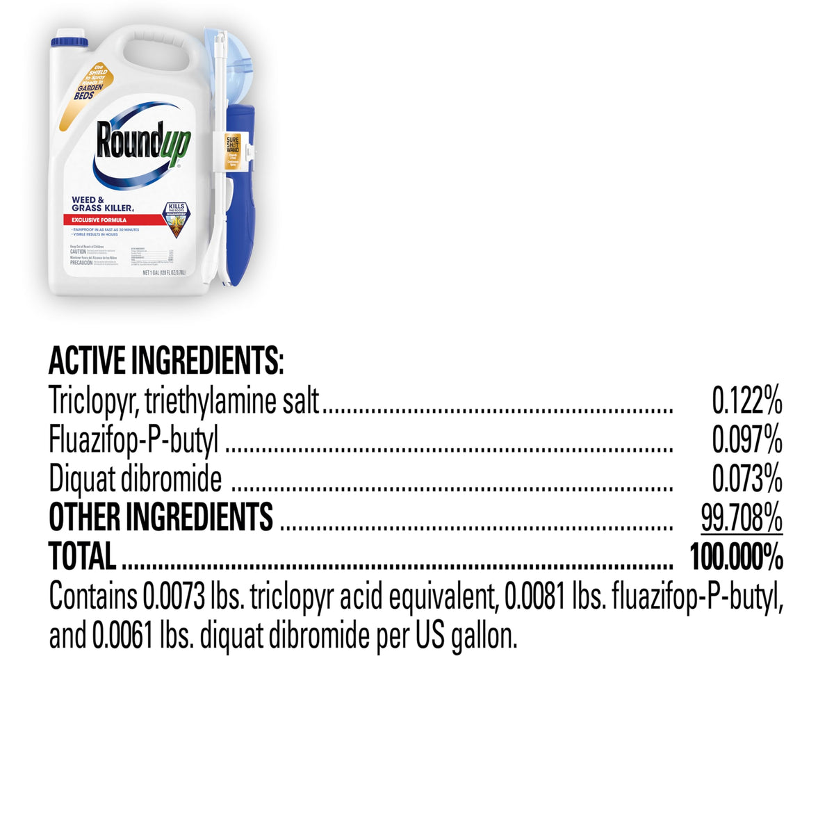 Roundup Weed & Grass Killer₄ with Sure Shot Wand, 1 gal. M910