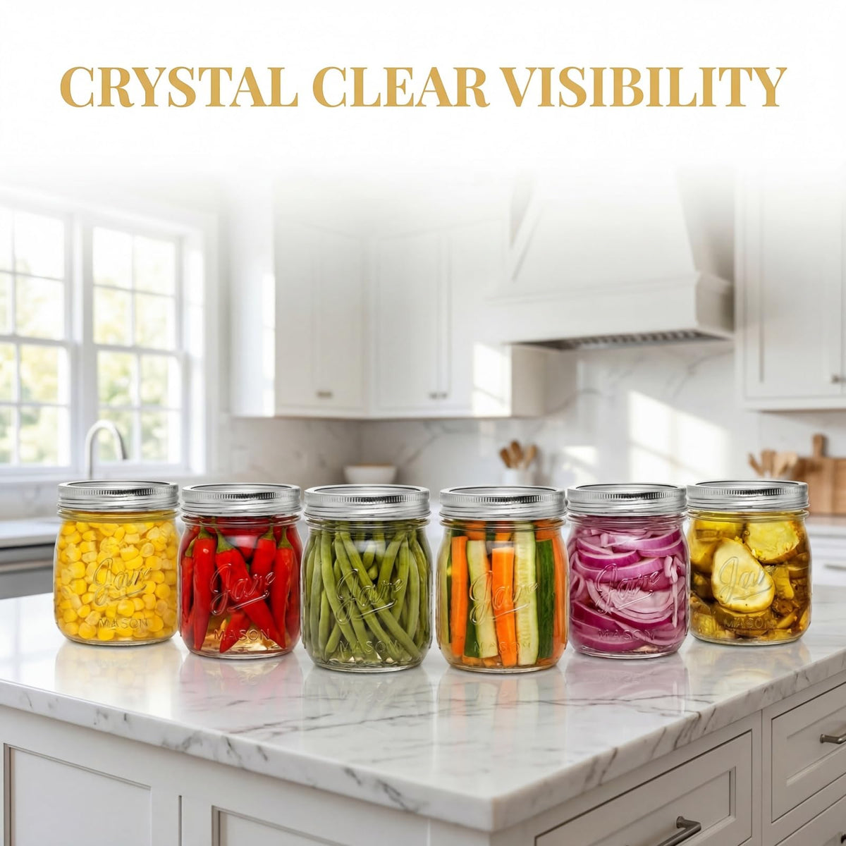 12 Pack 16 Oz Wide Mouth Glass Mason Jars F346