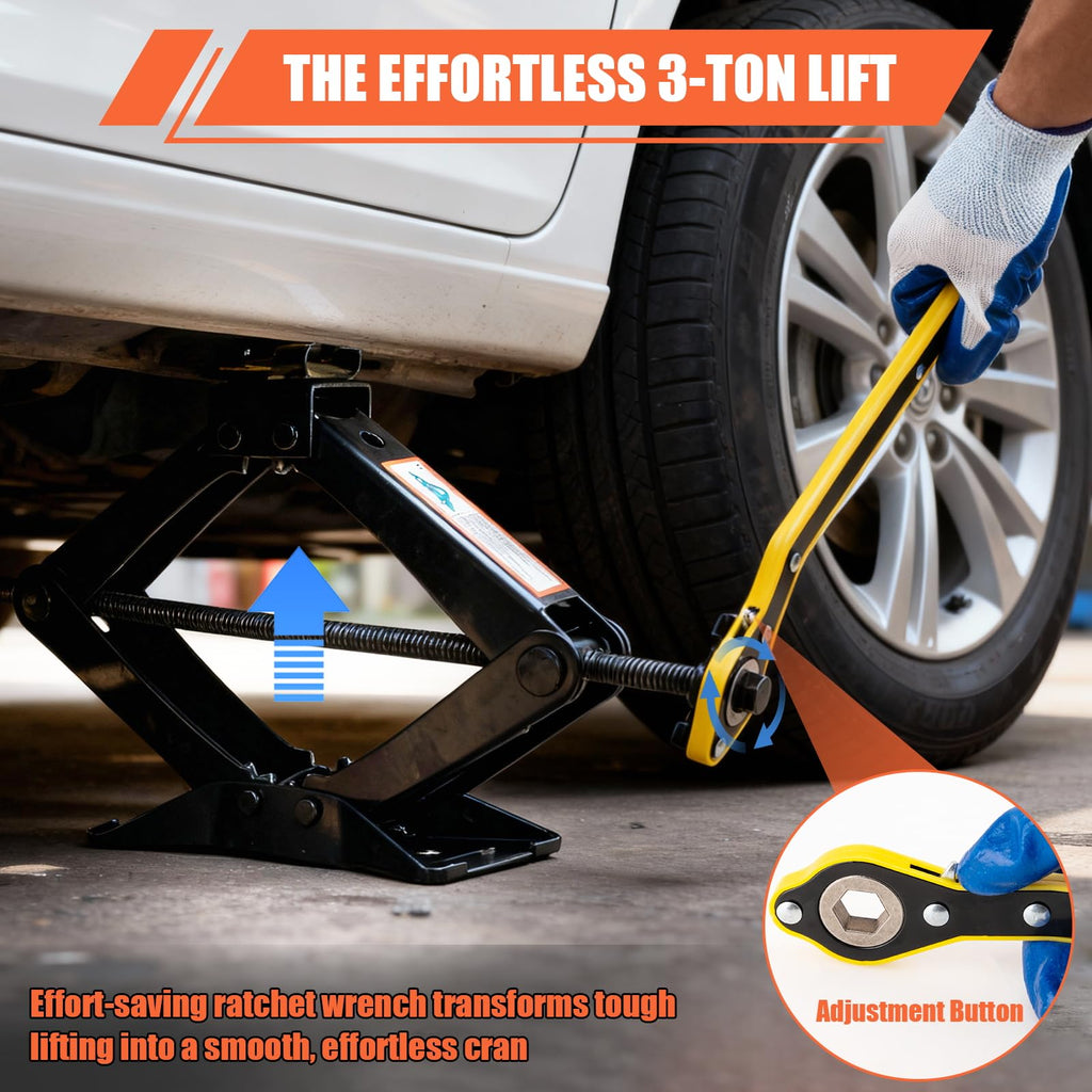 3 Ton Heavy Duty Scissor Jack with Lug Wrench D81637