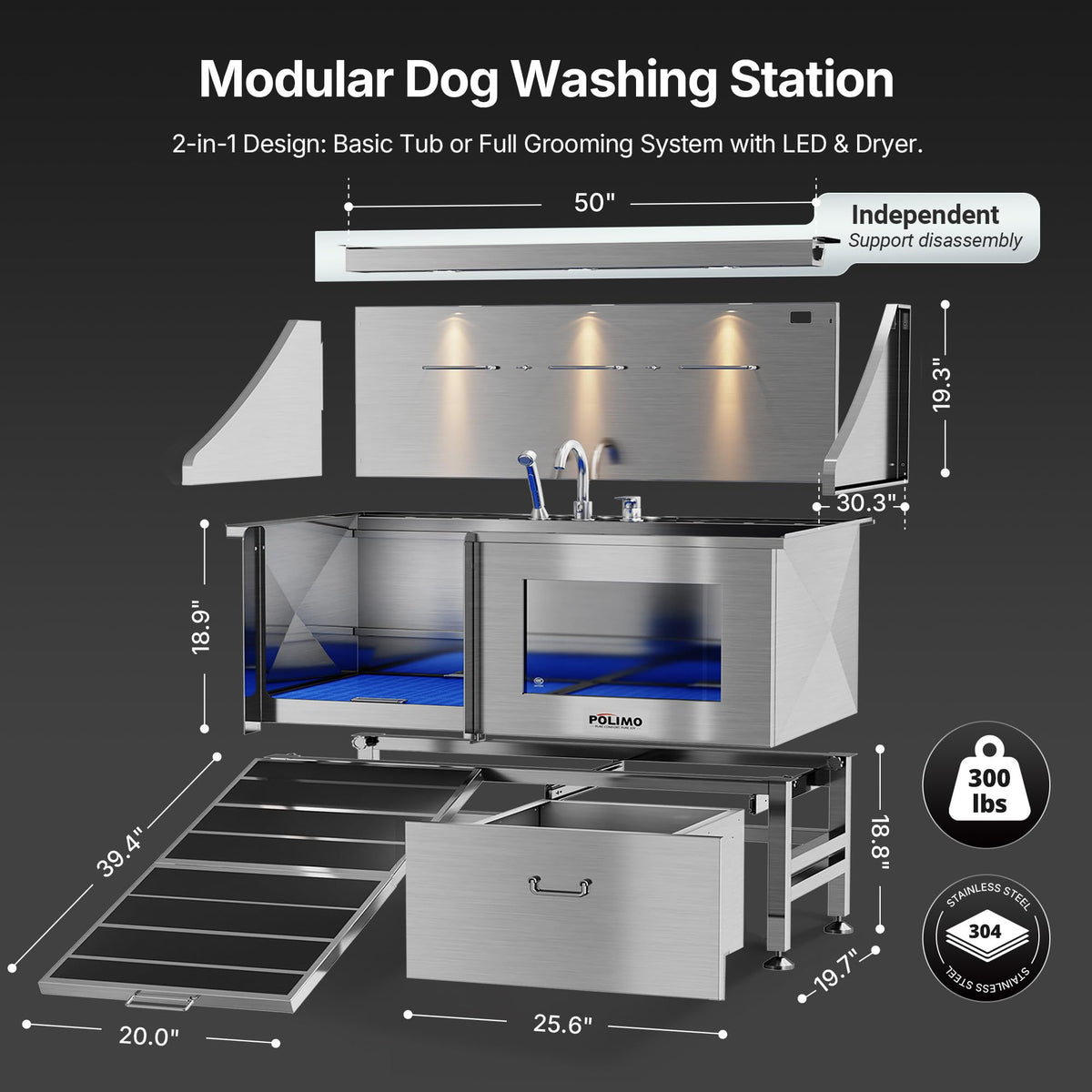 304 Stainless Steel Pet Wash Sink K99647