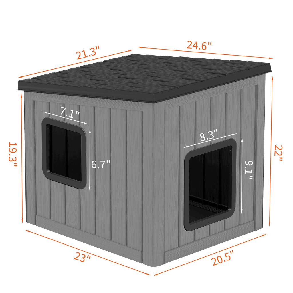 Weatherproof PP Plastic Dog House with Sloped Roof Y751442