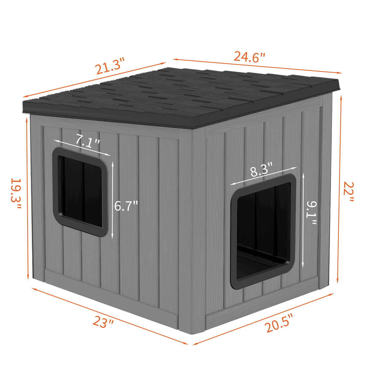 Weatherproof PP Plastic Dog House with Sloped Roof Y751442