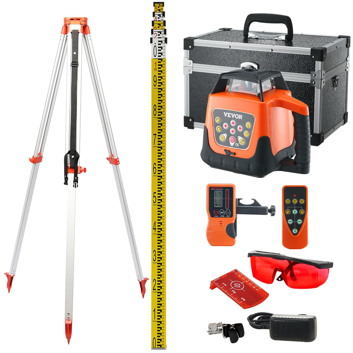 Red 360 Degree Self Leveling Rotary Laser Level Kit with Tripod G676612