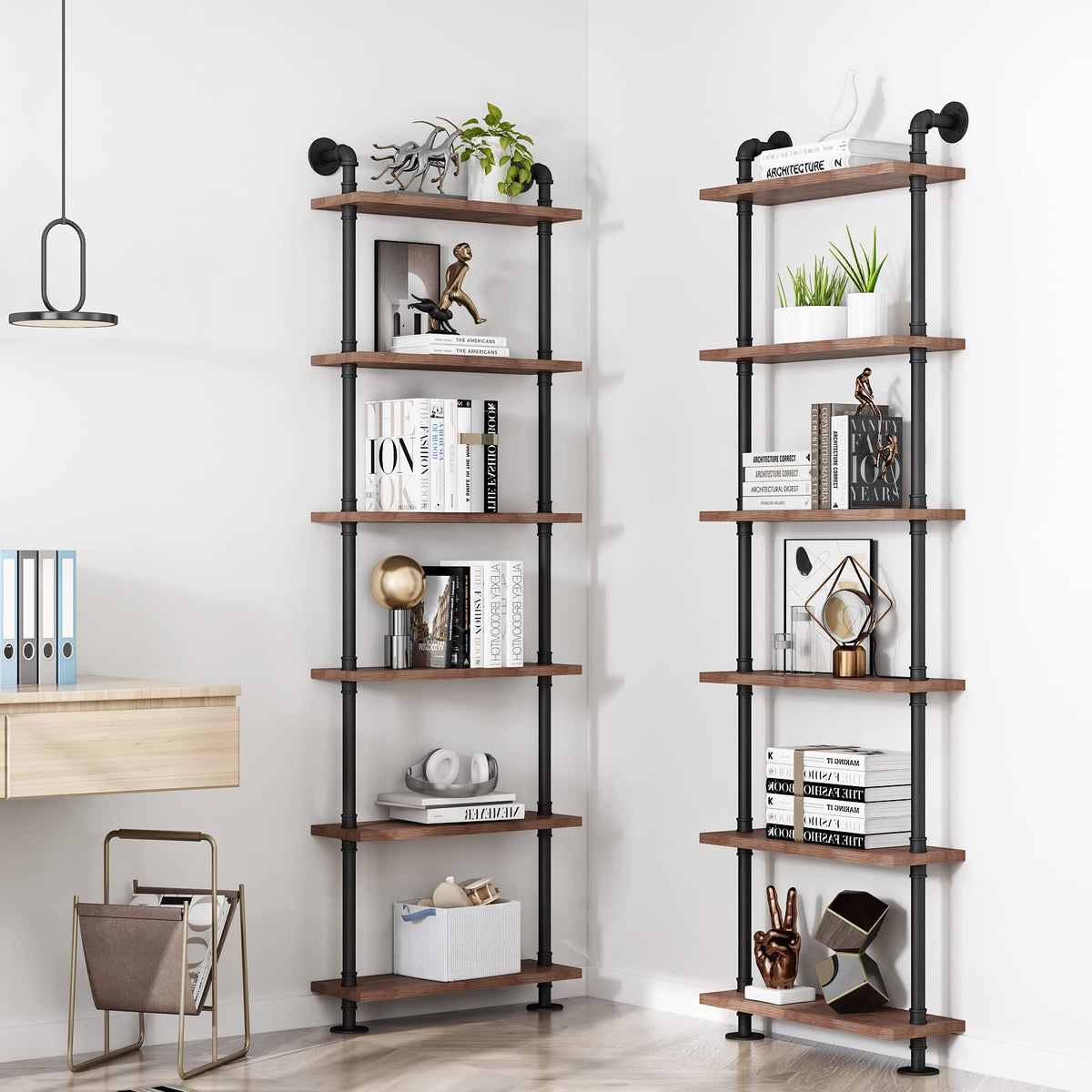 Industrial Pipe Rustic Wood Bookshelf A18134