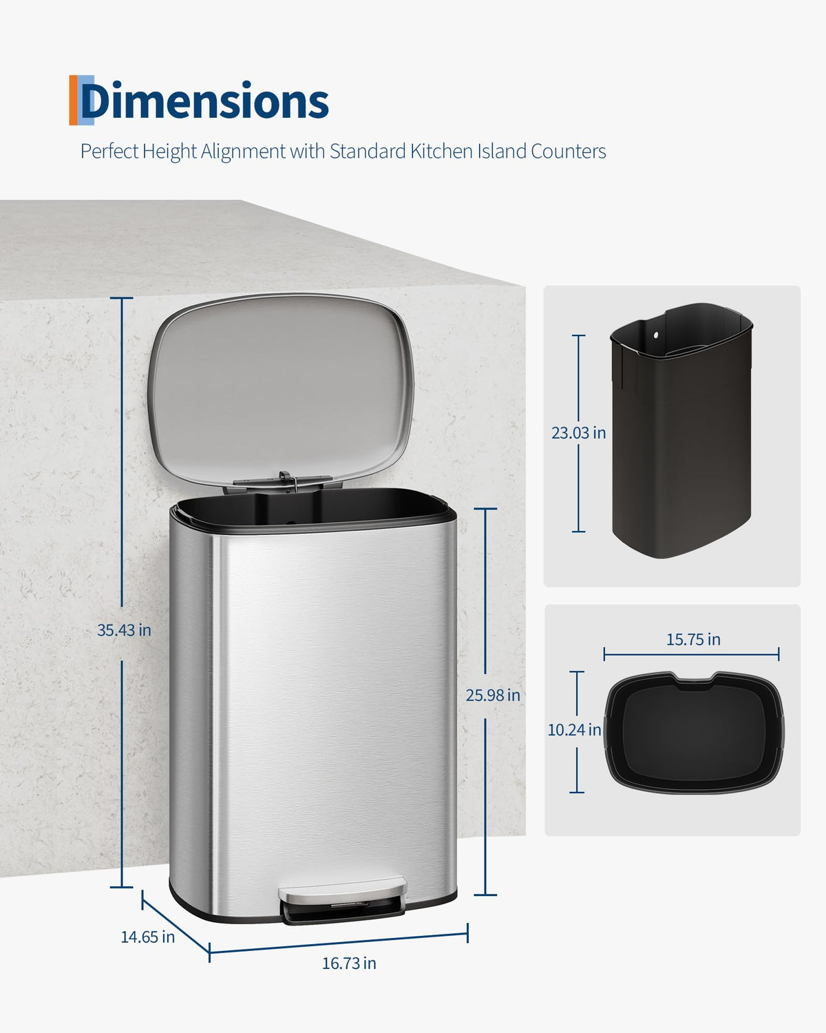 Stainless Steel 13 Gal Step-On Trash Can with Soft Close Lid M81936