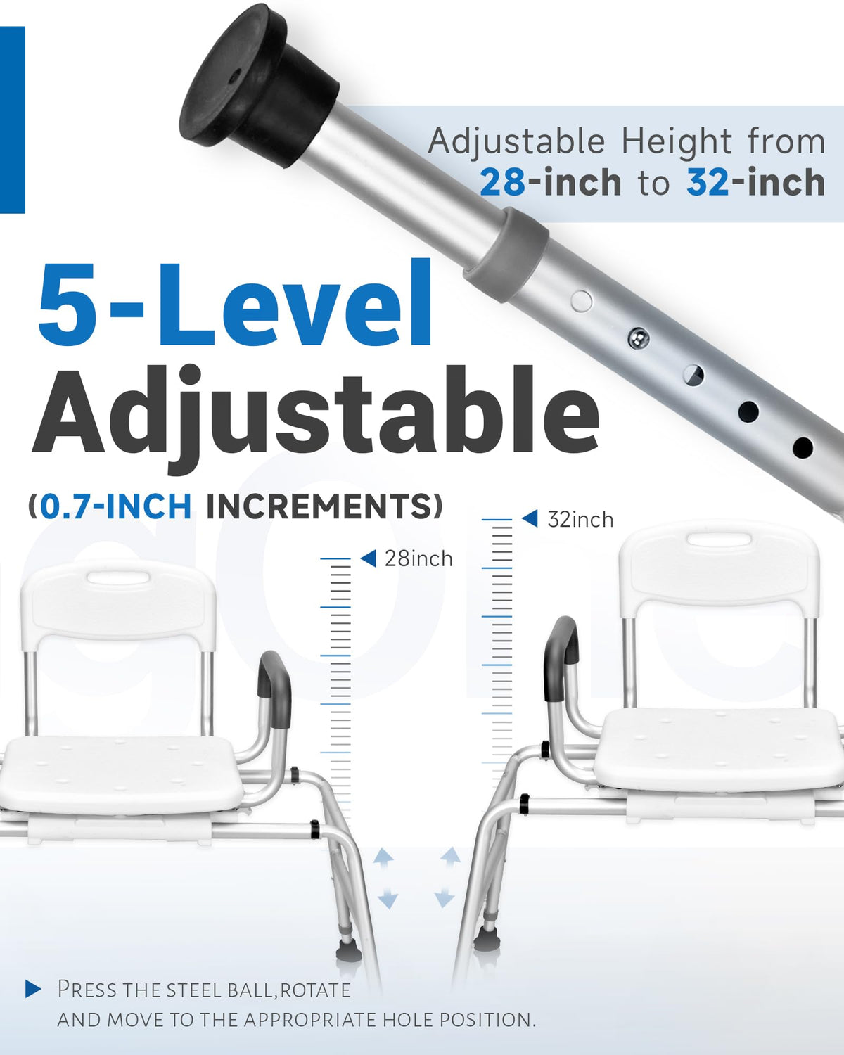 Sliding Shower Chair with 360⁰ Swivel Seat I1812