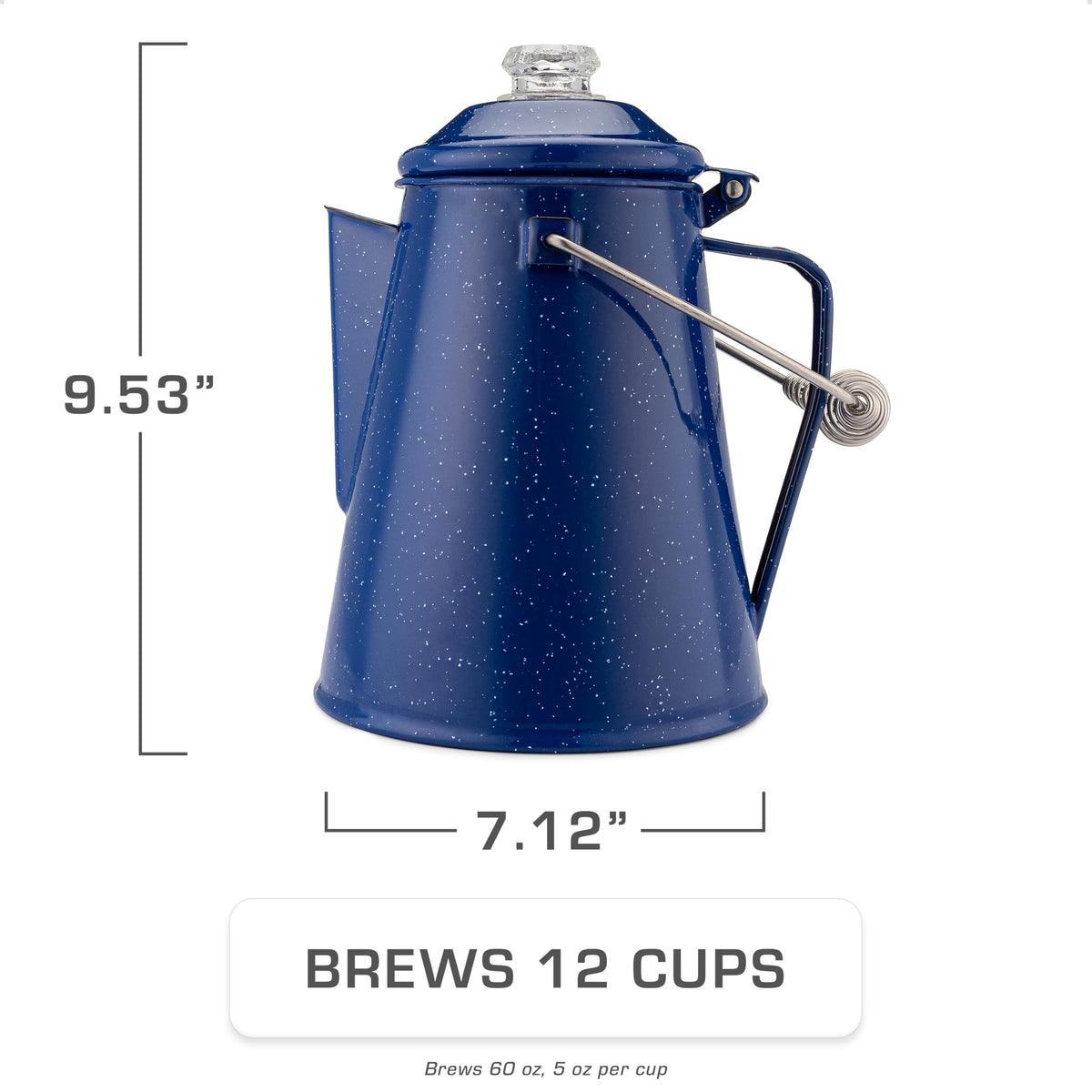 Blue Enamel 12 Cup Percolator Coffee Pot I209
