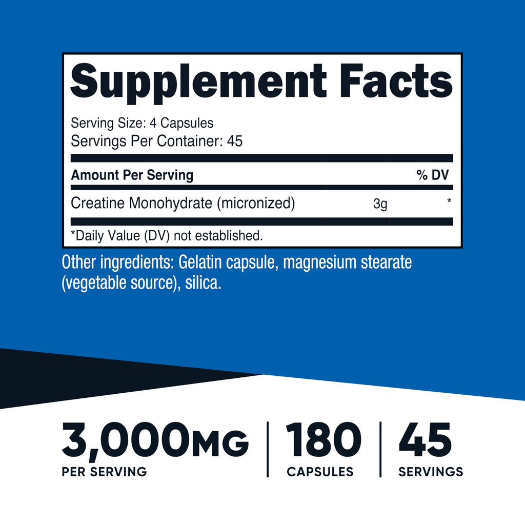 Creatine Monohydrate 3,000mg 180 Capsules S90485