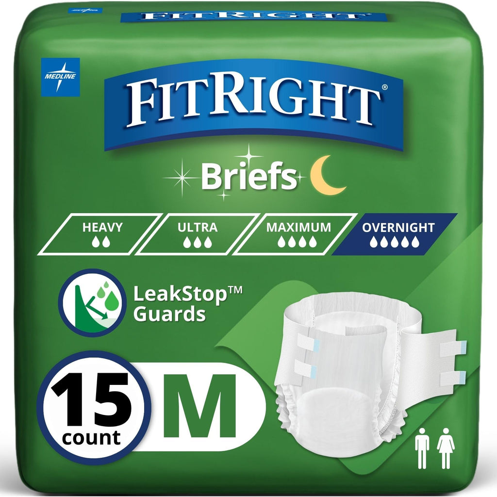 Adult Incontinence Briefs with Tabs, Medium, 15 Count P90743