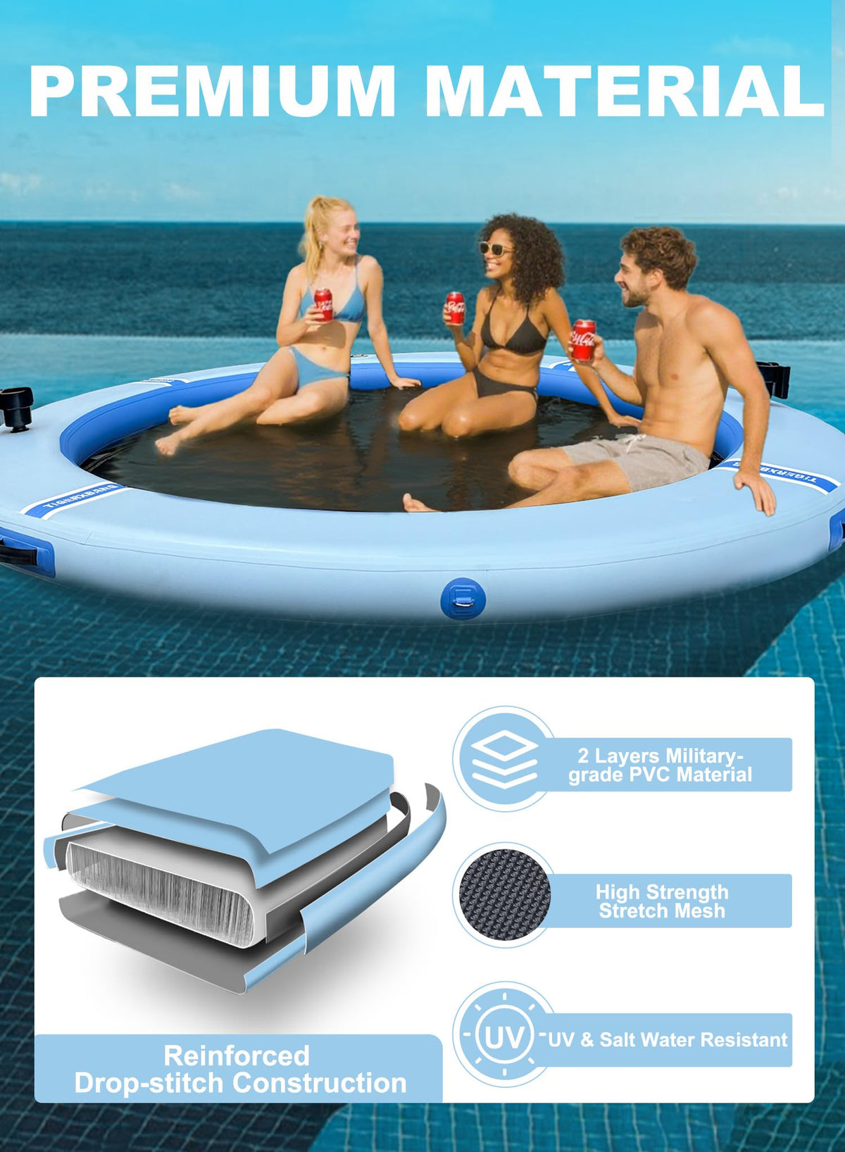 Inflatable Water Hammock with Cup Holder B48767