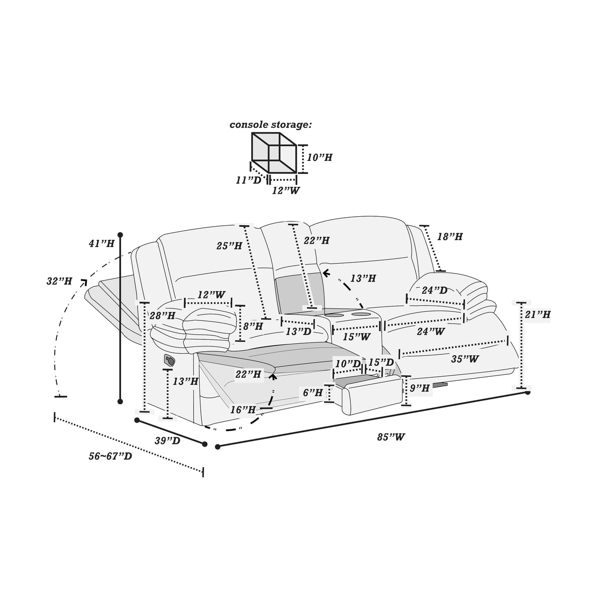 Light Gray Corduroy Manual Motion Loveseat V38866