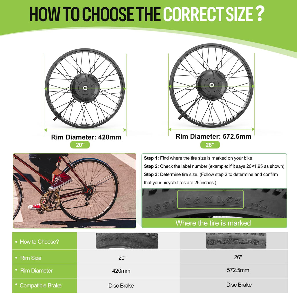 1000W Rear Hub Motor Fat Tire Ebike Conversion Kit S807241