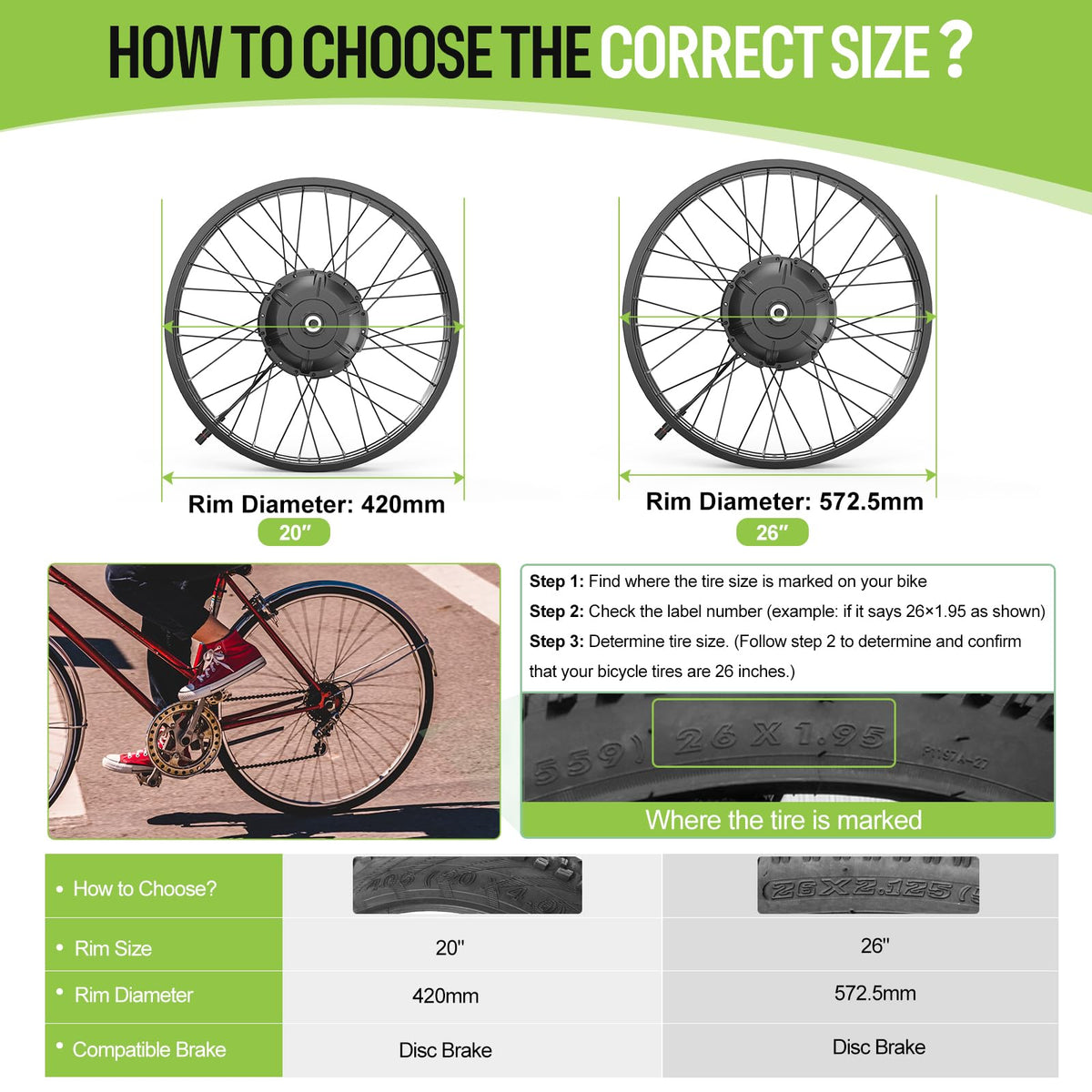 1000W Rear Hub Motor Fat Tire Ebike Conversion Kit S807241