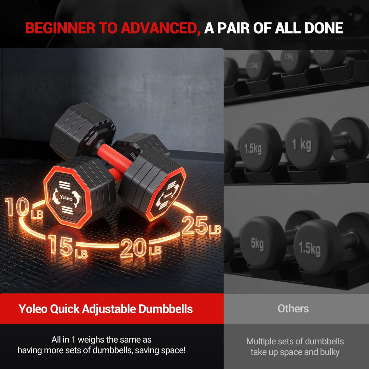 Adjustable Dumbbell Set 10/15/20/25 lb F739866