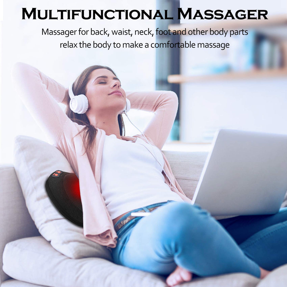 Black Shiatsu Back Massager with Heat D7983