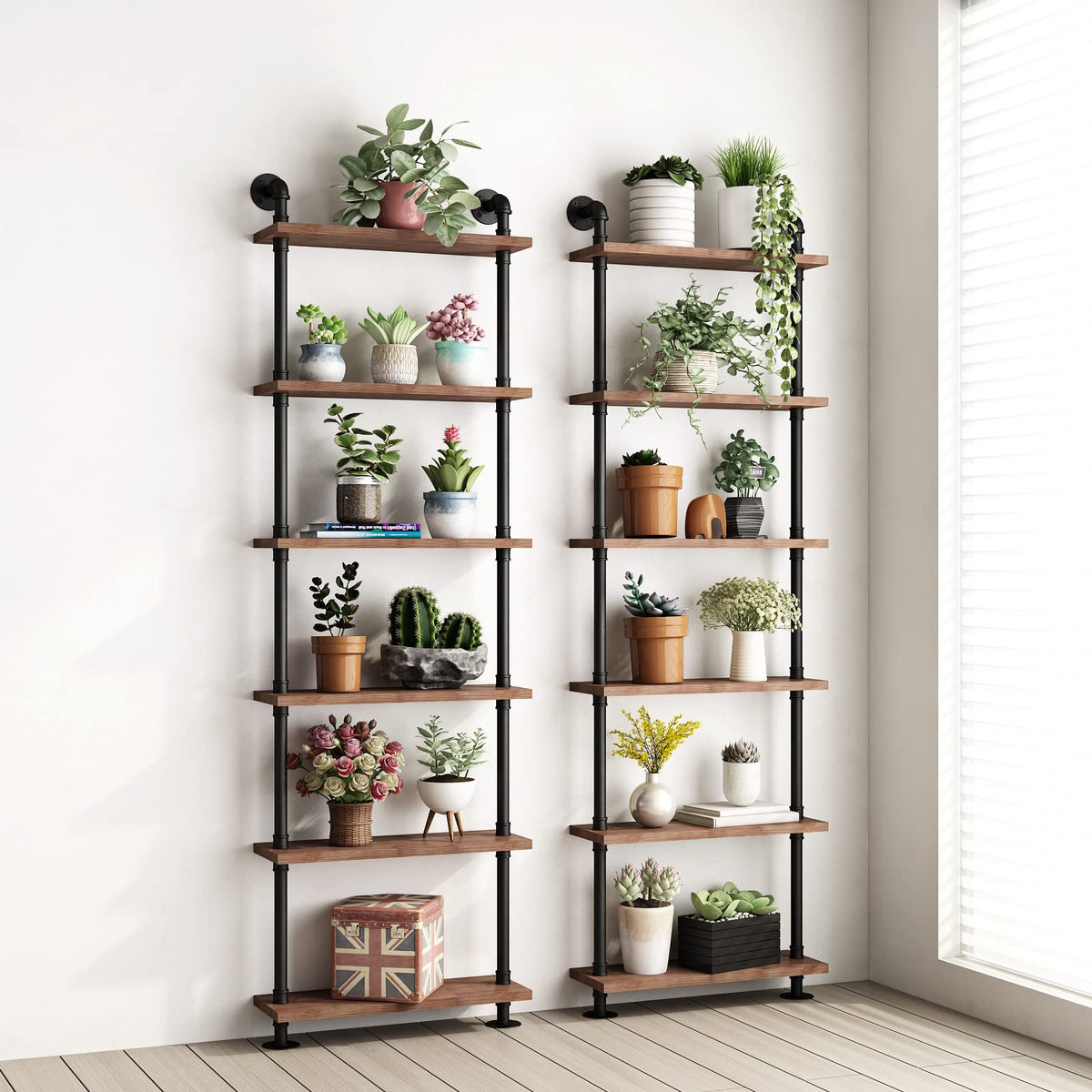 Industrial Pipe Rustic Wood Bookshelf A18134