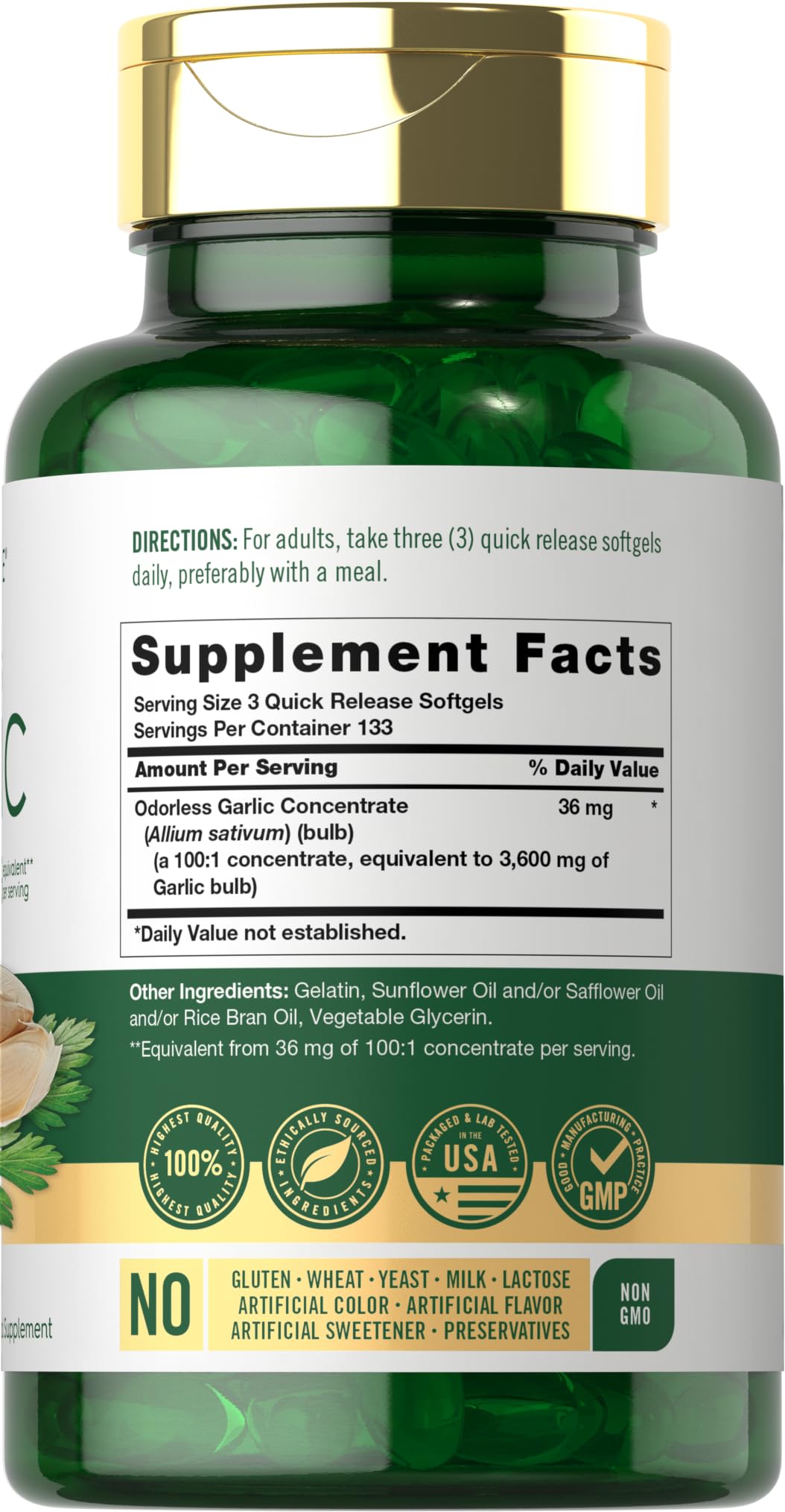 Odorless Garlic Supplement 400 Softgels N406225