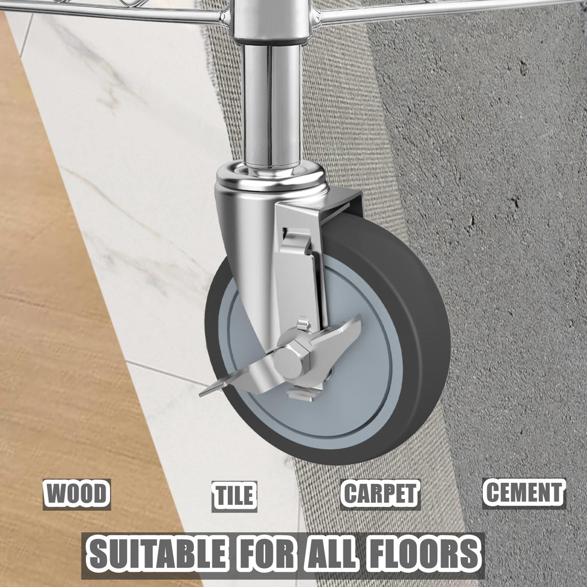 5-Inch Caster for Wire Shelving Racks, Set of 4 O782