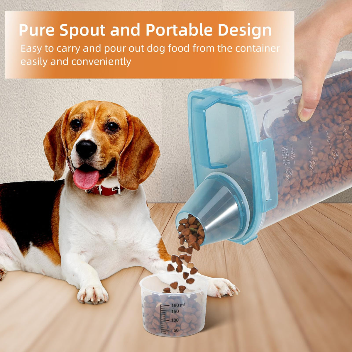 3-5Lbs/3Qt Plastic Pet Food Storage Container with Foldable Bowl Y734286