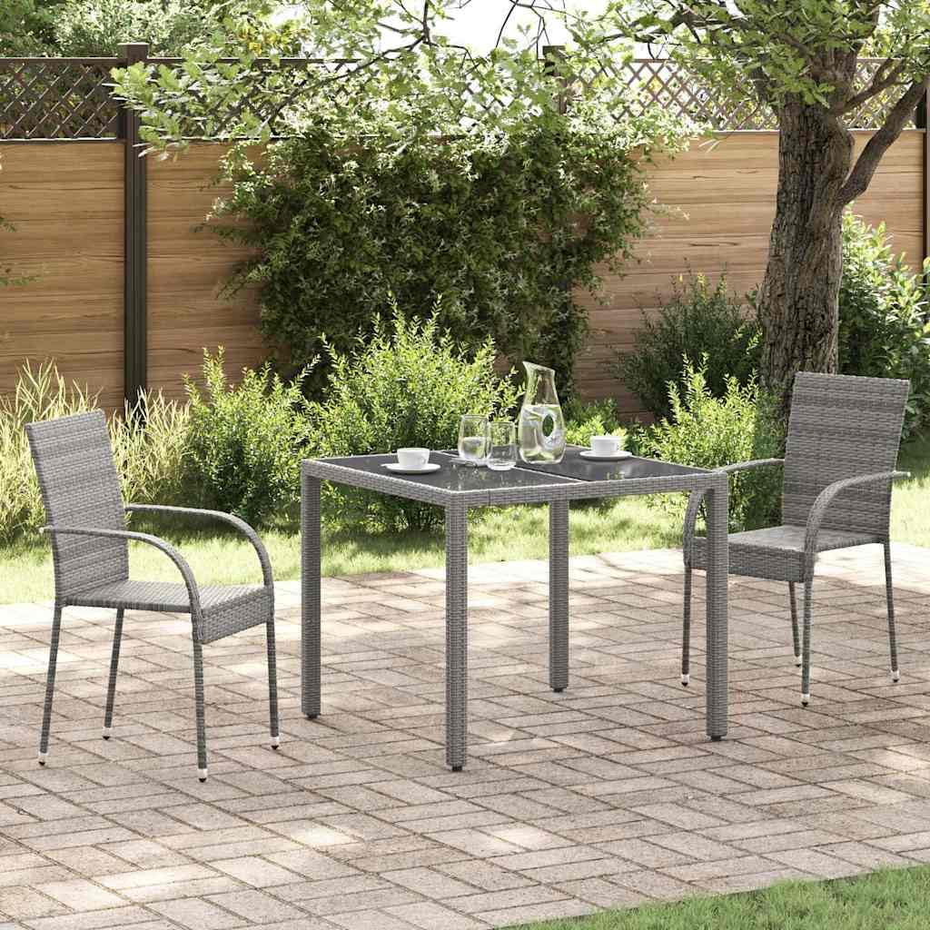 2 Pcs Grey Poly Rattan Stackable Patio Chairs K645