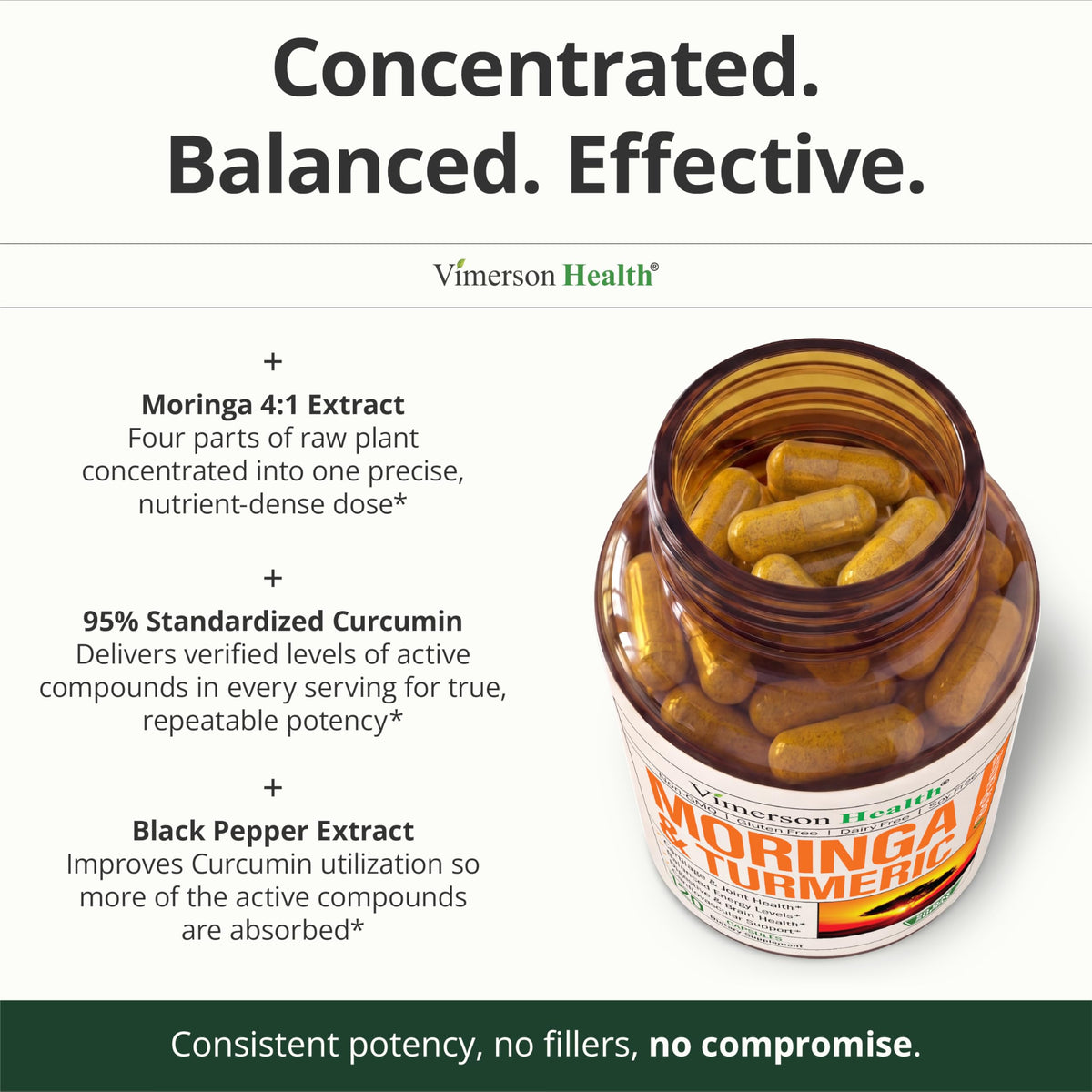 Moringa Capsules 4:1 Extract with Turmeric 120 Capsules A426