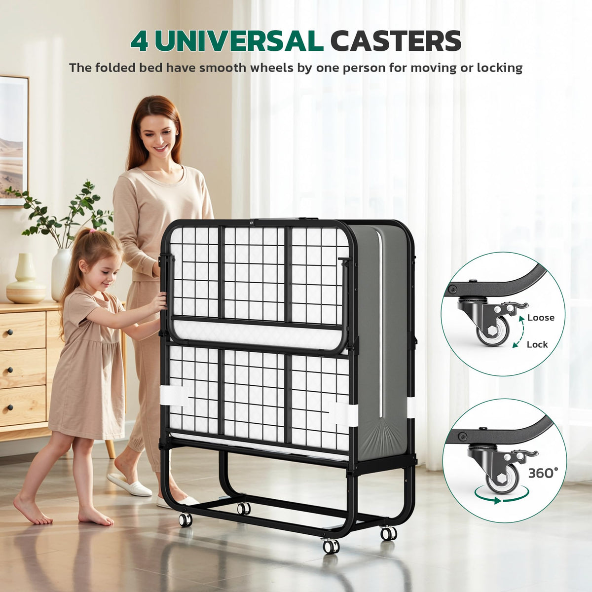 Folding Bed with 5" Memory Foam W216
