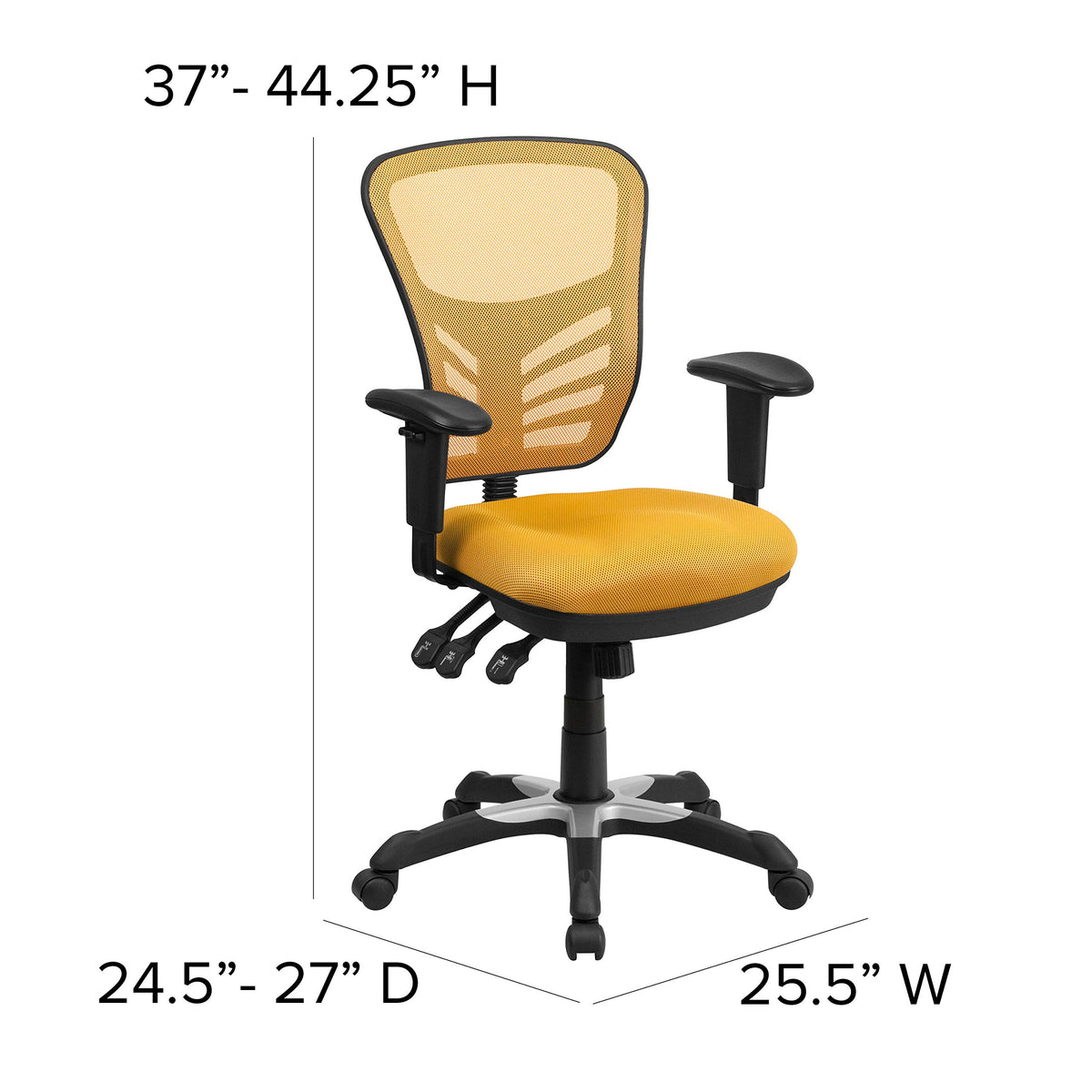 Yellow-Orange Mesh Ergonomic Office Chair with Adjustable Arms Y8005