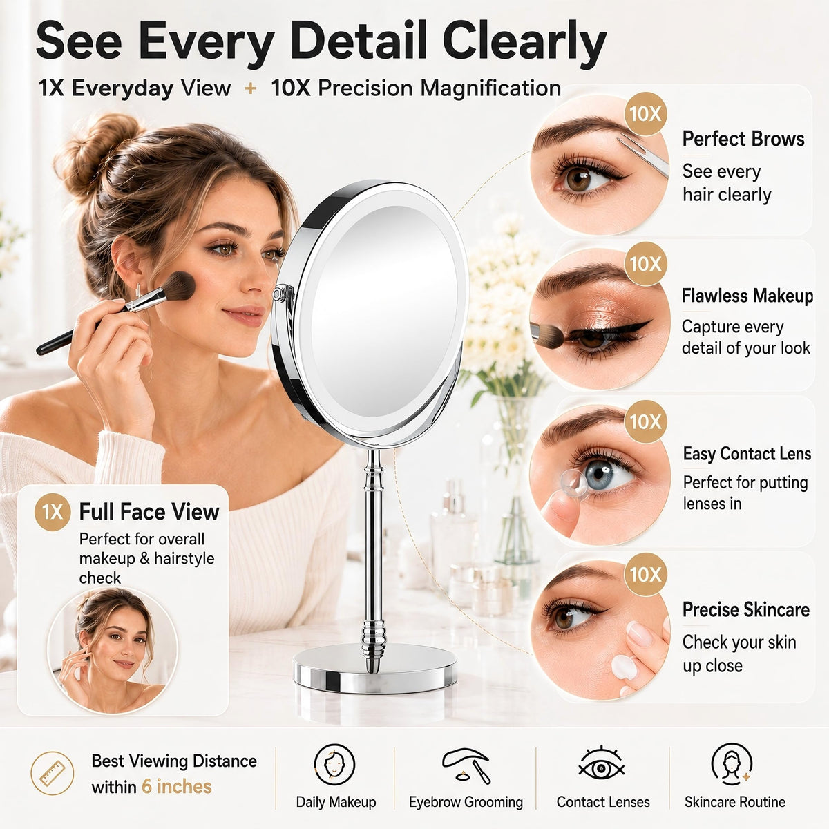 Makeup Mirror with 3 Lights X819366