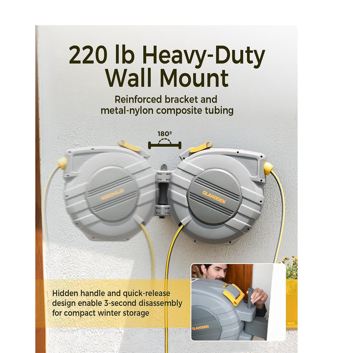 5/8 in x 100 ft Retractable Garden Hose Reel X449048