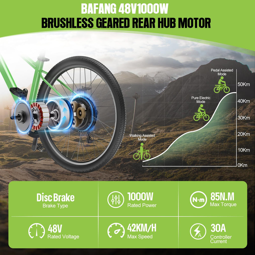 1000W Rear Hub Motor Fat Tire Ebike Conversion Kit S807241