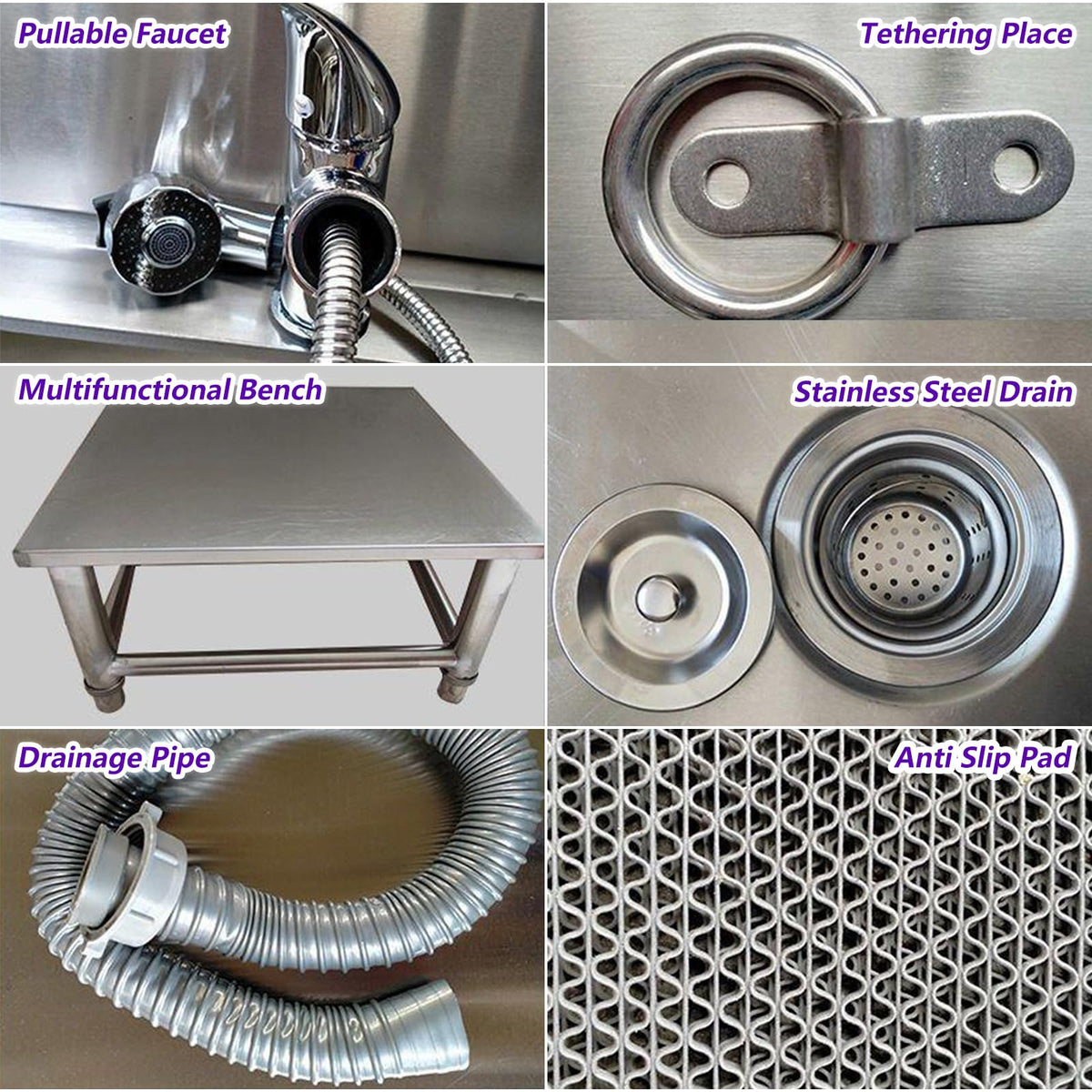 53'' Stainless Steel Pet Grooming Tub with Walk-in Stairs N3800