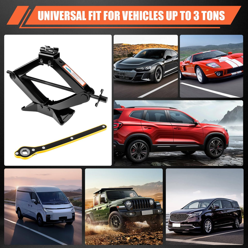 3 Ton Heavy Duty Scissor Jack with Lug Wrench D81637