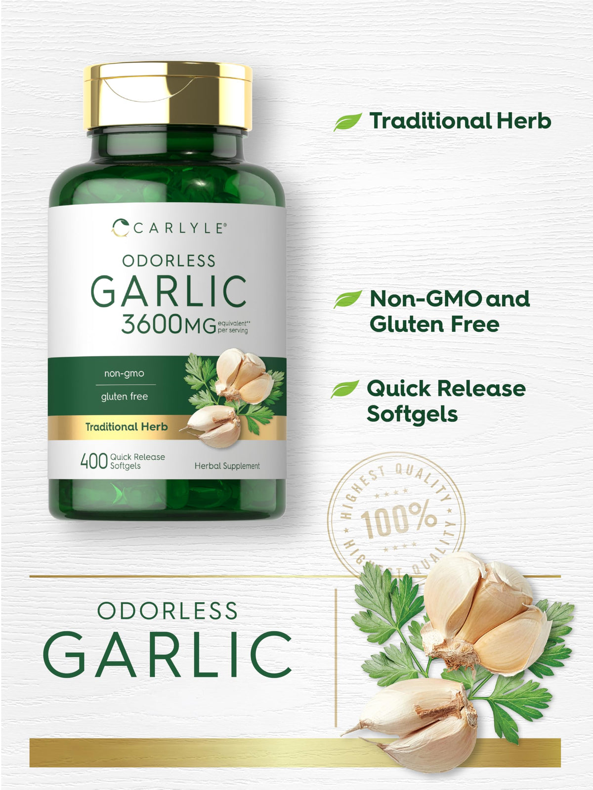 Odorless Garlic Supplement 400 Softgels N406225