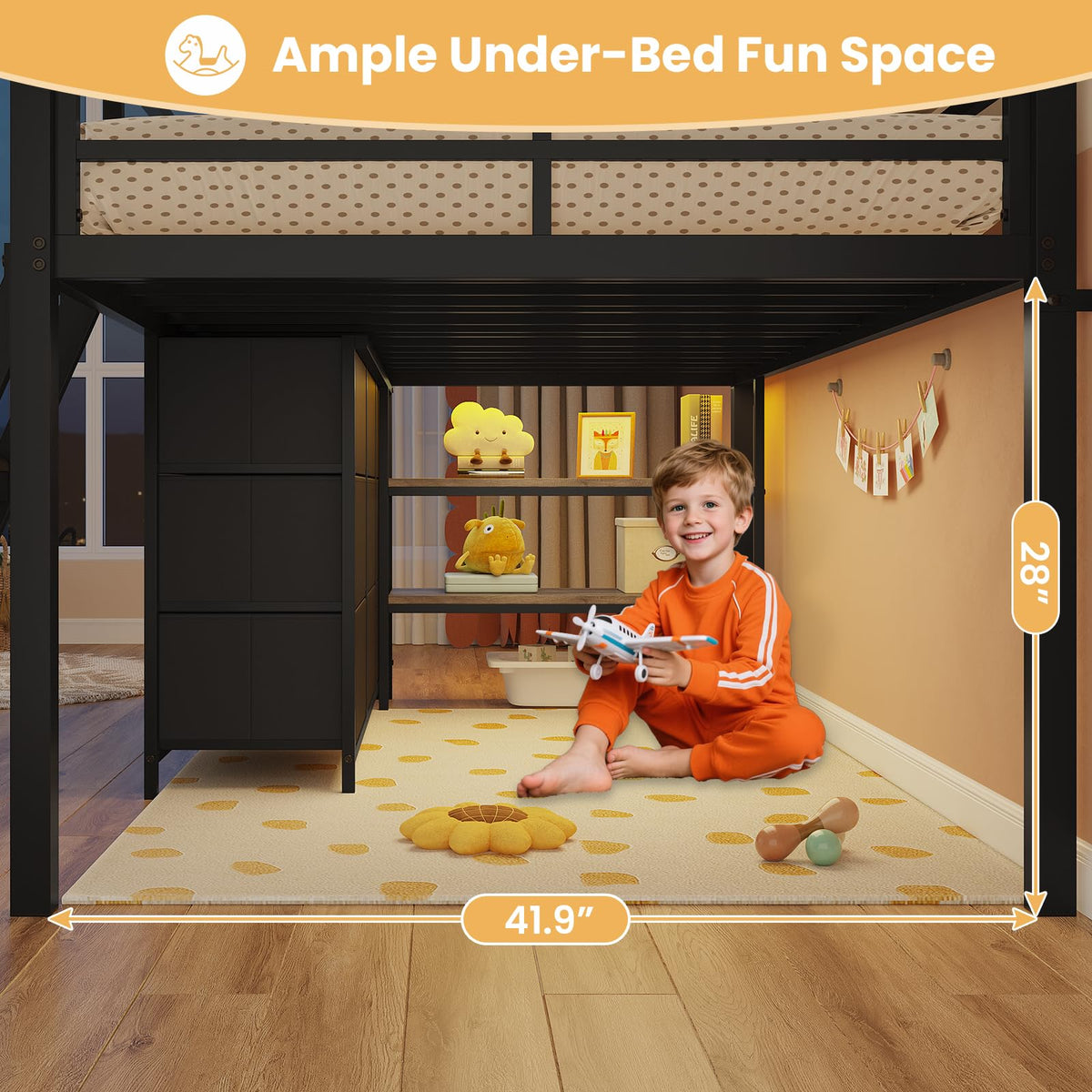 Twin Size Loft Bed with 9 Storage Drawers E51482