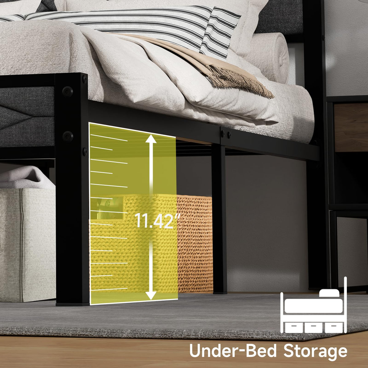 Full Size Upholstered Bed Frame Grey T42605