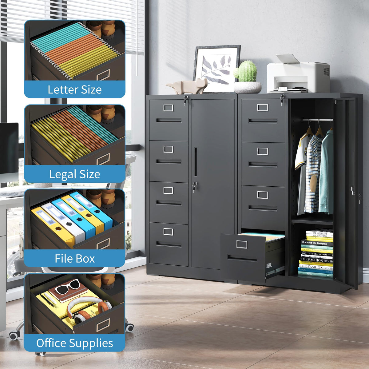4 Drawer Metal File Cabinet with Lock W541849